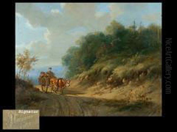 Bauer Auf Dem Weg Zum Markt Oil Painting by Albertus Verhoesen