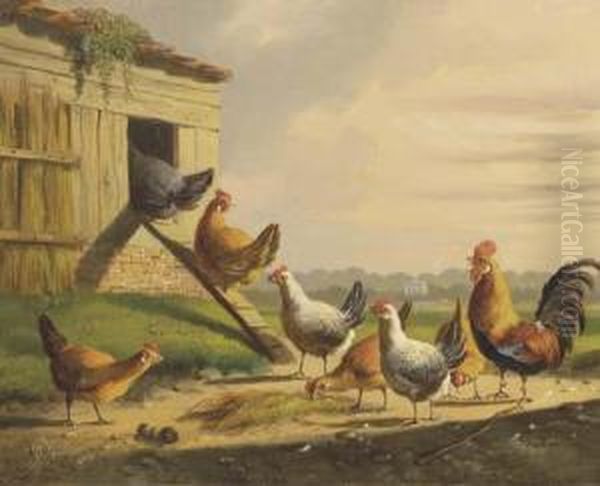 Going Into The Henhouse: A Good Night's Rest Oil Painting by Albertus Verhoesen