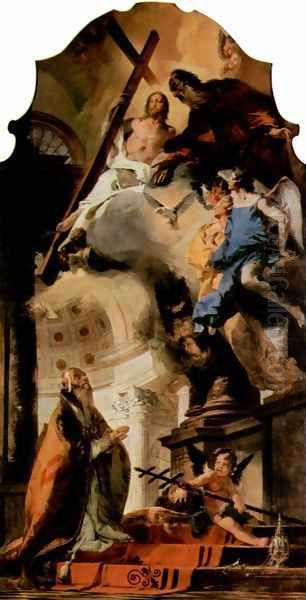 The Pope Clement I pray to the Holy Trinity Oil Painting by Giovanni Battista Tiepolo