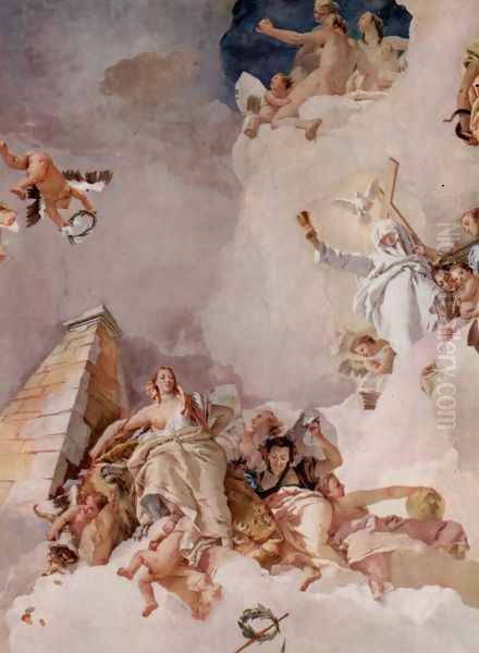 Frescoes in the Royal Palace of Madrid, scene, lauding Spain, detail 1 Oil Painting by Giovanni Battista Tiepolo