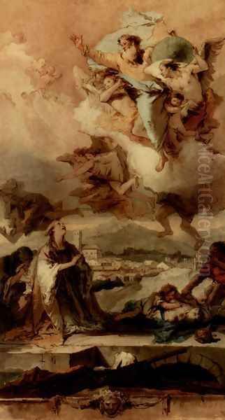 Saint Thecla Liberating the City of Este from the Plague Oil Painting by Giovanni Battista Tiepolo