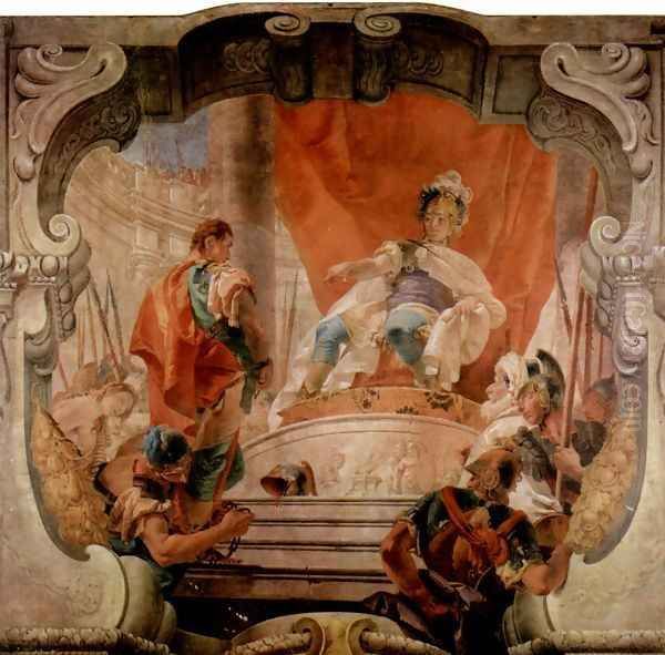 Frescoes in the Palazzo Dugnani, scene, Scipio and the slave Oil Painting by Giovanni Battista Tiepolo