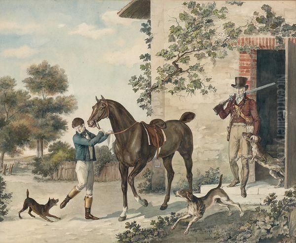 Le Depart Pour La Chasse Oil Painting by Carle Vernet