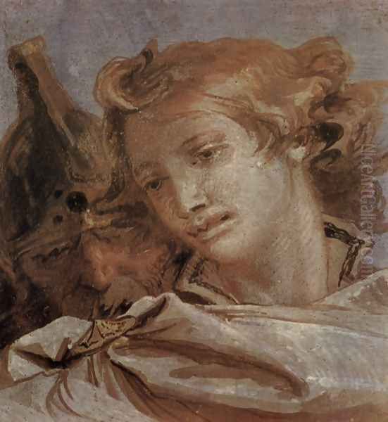 Frescoes in the Villa Vallmarana, Vicenca, scene, Rinaldo considered in the heraldic shield, which h Oil Painting by Giovanni Battista Tiepolo