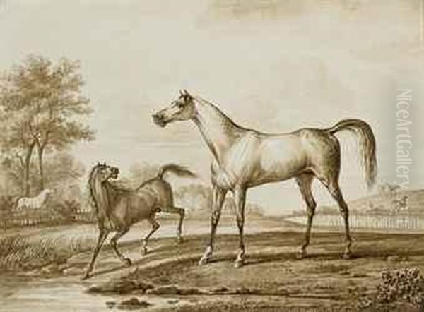 Chevaux Dans Un Pre Oil Painting by Carle Vernet