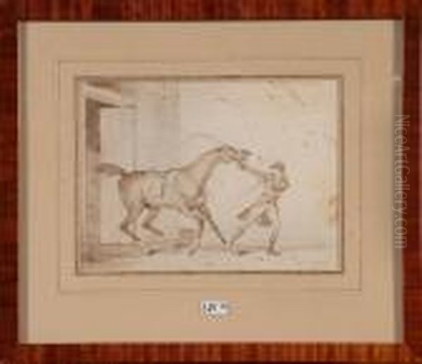 Cavalier Sortant Son Cheval De L'ecurie Oil Painting by Carle Vernet