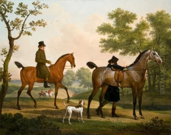 Halte De Deux Cavaliers Pendant Une Chasse A Courre Oil Painting by Carle Vernet