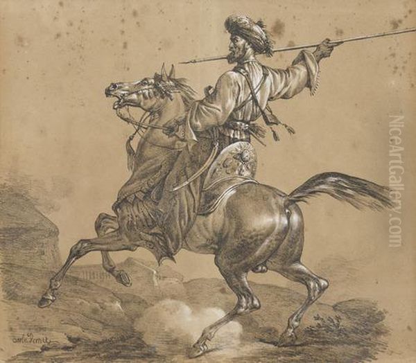 Reitender Mameluck Beim Angriff Oil Painting by Carle Vernet