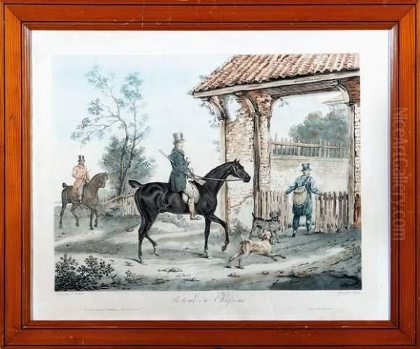 Depart Du Chasseur Oil Painting by Carle Vernet