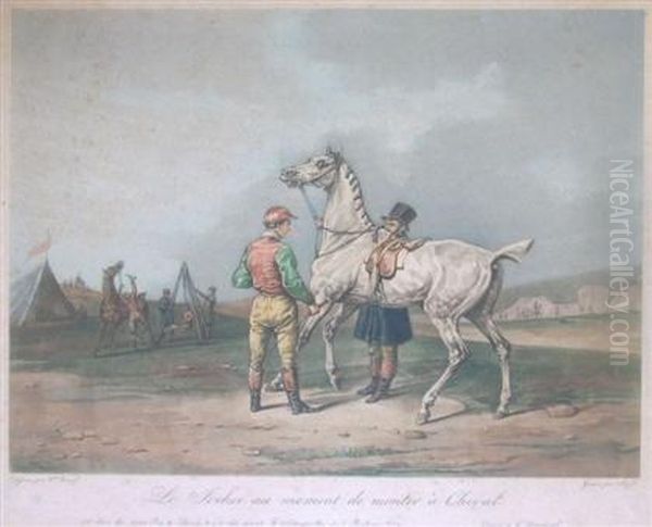 Le Jockei Au Moment De Monter A Cheval Oil Painting by Carle Vernet