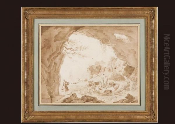 Paysage Classique : La Baignade Oil Painting by Carle Vernet