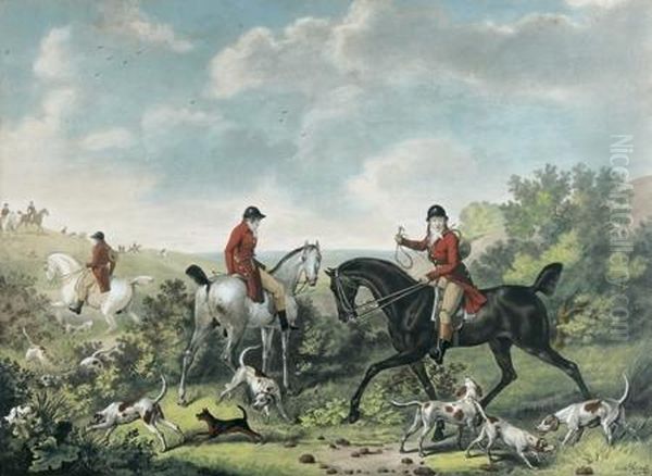 Les Chiens Ayant Perdu La Trace -
 La Chasse Au Renard. Deux Pendants Graves Par Ph.l.debucourt. 530 X 
720 Oil Painting by Carle Vernet