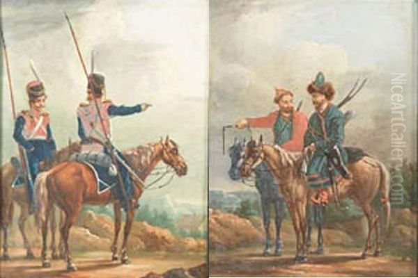 Lanciers Et Archers Oil Painting by Carle Vernet