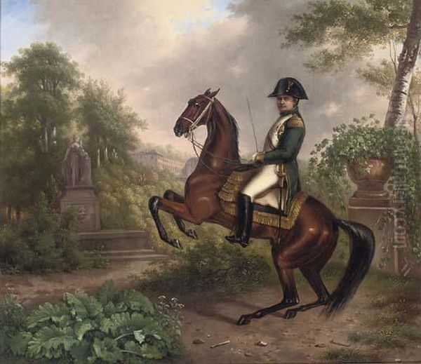 Napolean On Horseback In An Italianate Landscape Oil Painting by Carle Vernet