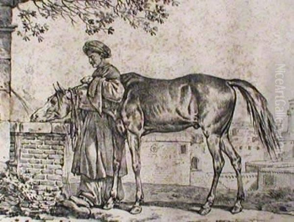 Carle, L'abreuvoirmusulman Oil Painting by Carle Vernet