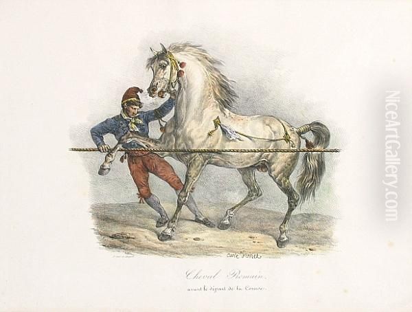 Portraits Of Stallions Oil Painting by Carle Vernet