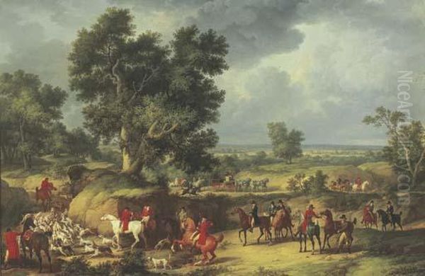 Chasse A Courre: A Stag Hunt Oil Painting by Carle Vernet