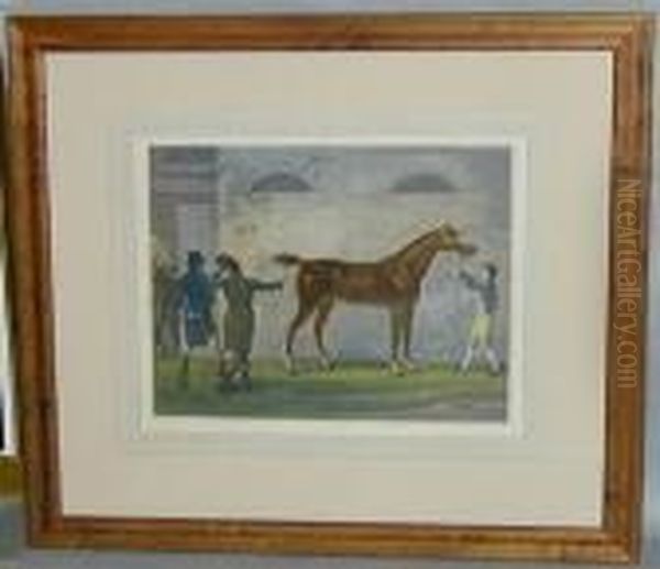 Men Admiring Race Horse Oil Painting by Carle Vernet