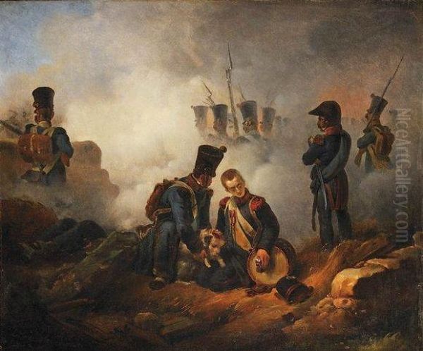 le Tambour Et Le Chien Du Regiment  Oil Painting by Horace Vernet