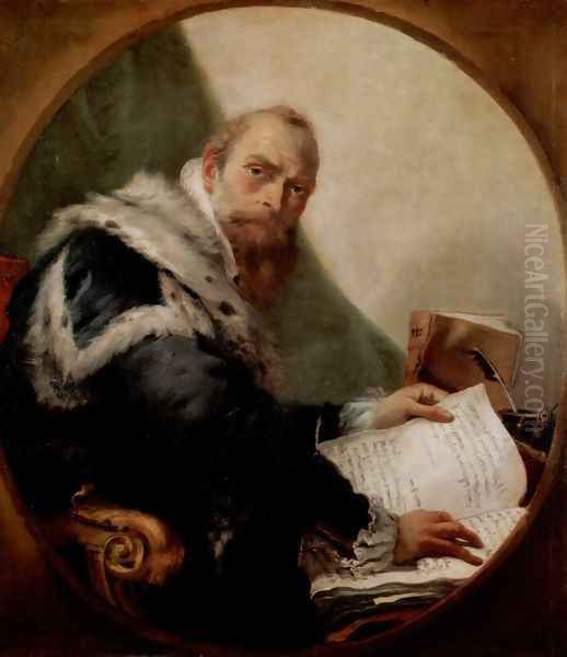 Portrait of Antonio Riccobono, Fragment Oil Painting by Giovanni Battista Tiepolo