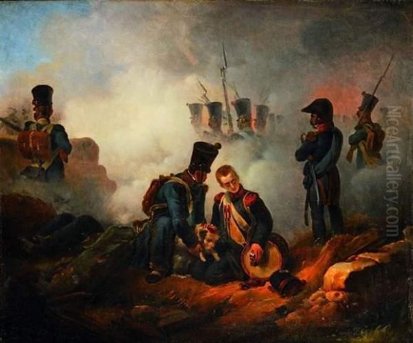 Le Tambour Et Le Chien Du Regiment Oil Painting by Horace Vernet