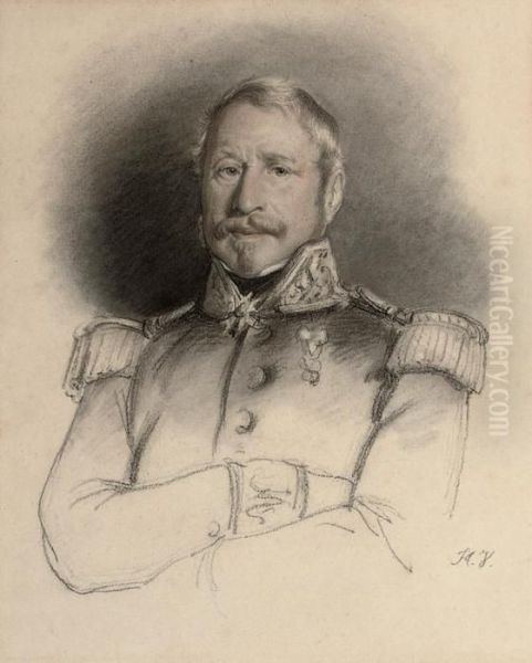 Portrait Du General Jean Rabusson, Baron D'empire Oil Painting by Horace Vernet