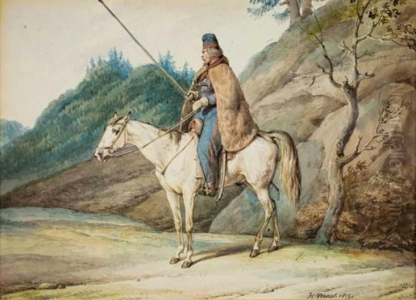 Soldat Mit Lanze Auf Einem Schimmel Oil Painting by Horace Vernet