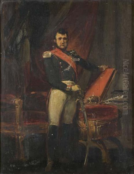 Portrait De Louis-philippe, Roi Des Francais, Et La Oil Painting by Horace Vernet