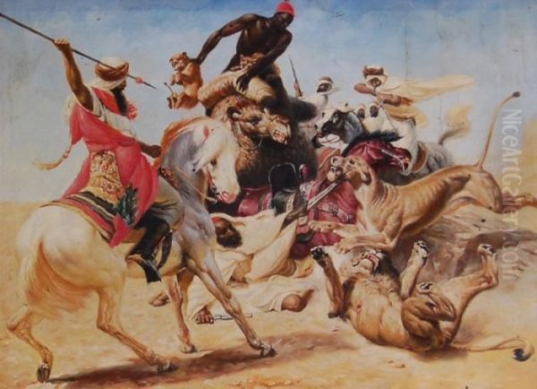 La Caccia Al Leone Oil Painting by Horace Vernet