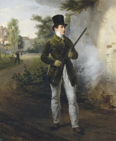 Gabriel Delessert In Shooting Attire Oil Painting by Horace Vernet