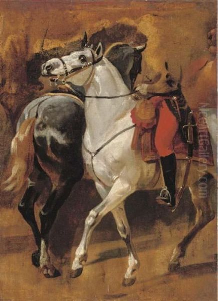 Study For The Equestrian Portrait Of General Dumouriez At The Battle Of Jemappes Oil Painting by Horace Vernet