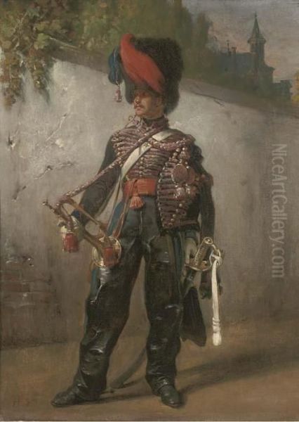 A Trumpeter Oil Painting by Horace Vernet