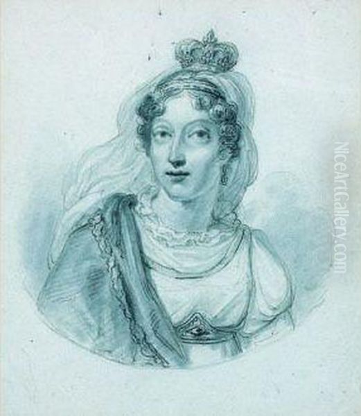 Portrait De La Reine Marie-amelie Oil Painting by Horace Vernet