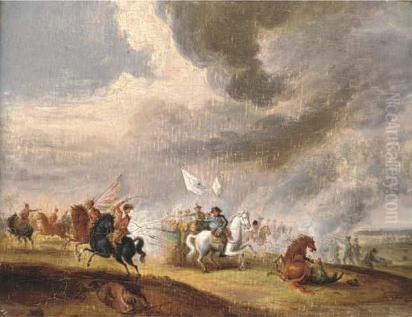 A Cavalry Skirmish Oil Painting by Horace Vernet