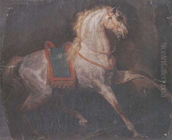 Etude Pour Le Cheval De La Bataille De Tolosa Oil Painting by Horace Vernet