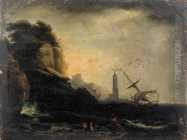 Burrasca Presso Una Marina Mediterranea Oil Painting by Horace Vernet