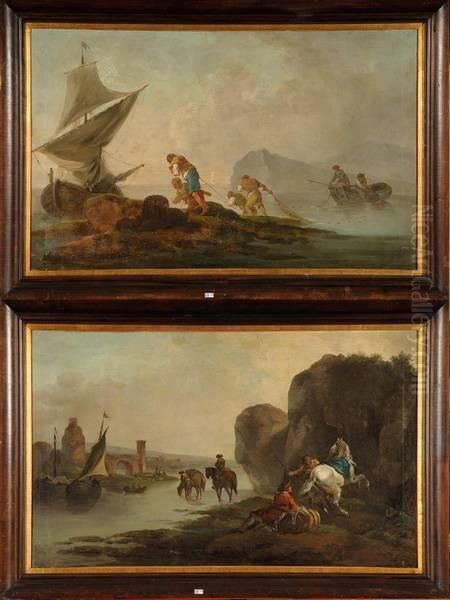 Pecheurs En Bord De Mer Oil Painting by Claude-joseph Vernet