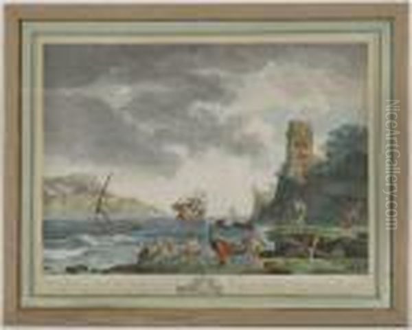 Vue De Naples Oil Painting by Claude-joseph Vernet