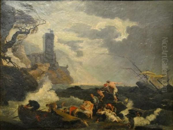 Shipwreck Off Coast Oil Painting by Claude-joseph Vernet