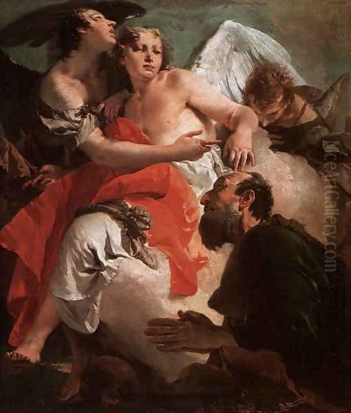 Abraham Praying before the Three Angels Oil Painting by Giovanni Battista Tiepolo