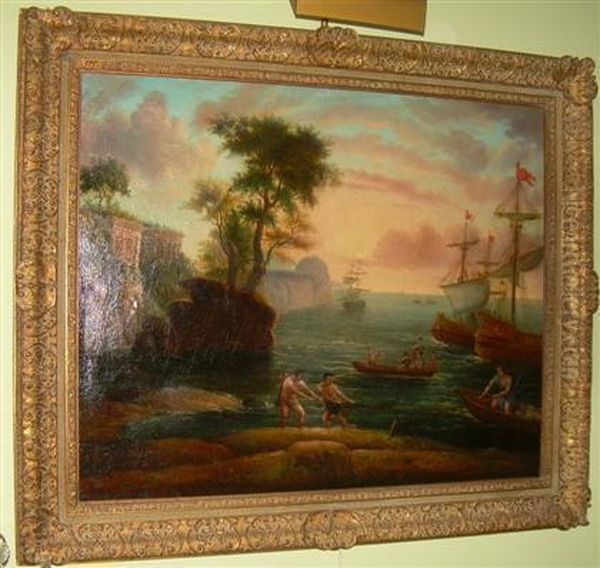 Coastal Scene With Figures Oil Painting by Claude-joseph Vernet