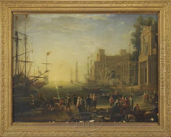 Harbor View With Palace And Figures Oil Painting by Claude-joseph Vernet