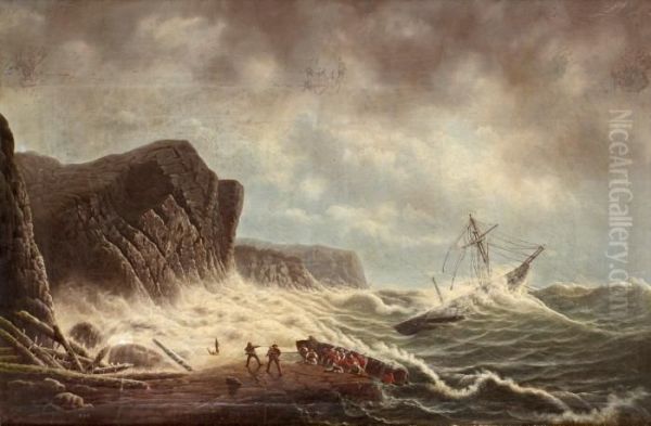 Hans Efterfoljd, Skepp Forliser Utanfor Stormig Kust Oil Painting by Claude-joseph Vernet