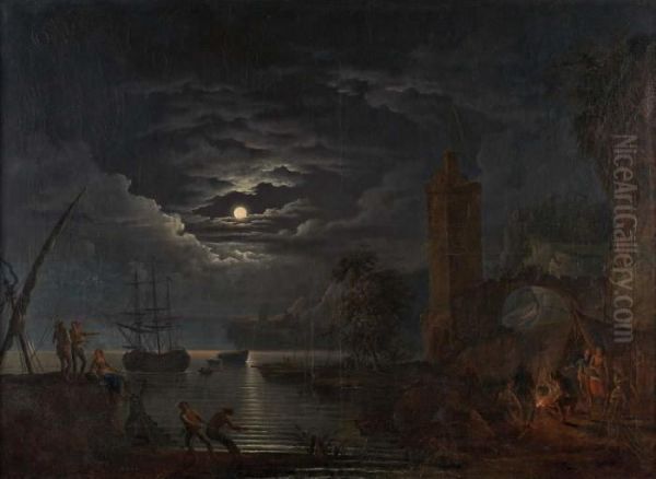 Nocturno Oil Painting by Claude-joseph Vernet