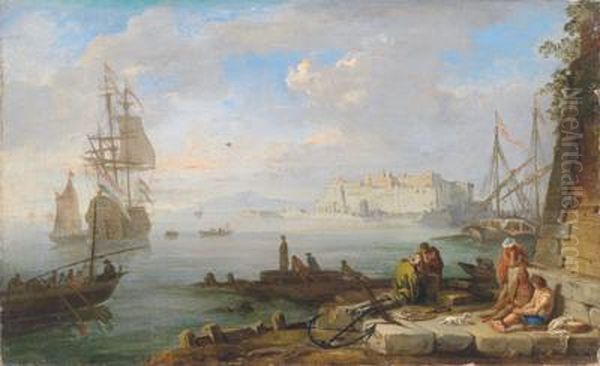 Nachfolge Ein Sudlicher Seehafen Oil Painting by Claude-joseph Vernet