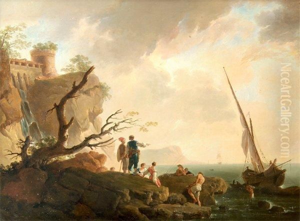 La Marina Di Anzia Ou Le Temps Serein Oil Painting by Claude-joseph Vernet