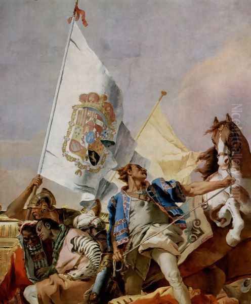 Frescoes in the Royal Palace of Madrid, scene, lauding Spain, detail 2 Oil Painting by Giovanni Battista Tiepolo