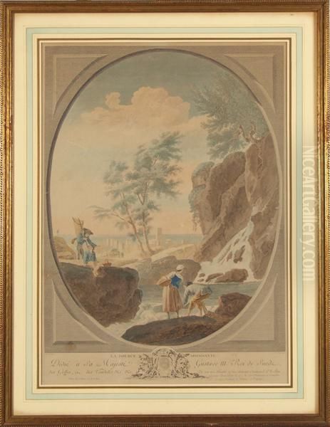 Mezzotint Of La Source Oil Painting by Claude-joseph Vernet