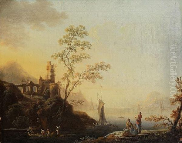 Zugeschrieben - Sudliche Ideallandschaft Oil Painting by Claude-joseph Vernet