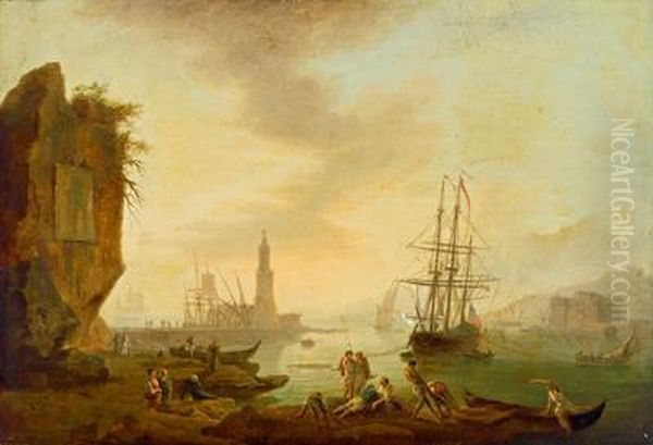 Hafenszene Oil Painting by Claude-joseph Vernet